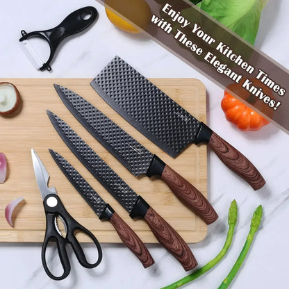 Vesteel Kitchen Knife Set of 7, Professional Stainless Steel Knives Set for Kitchen with Universal Knife Block - Khaki