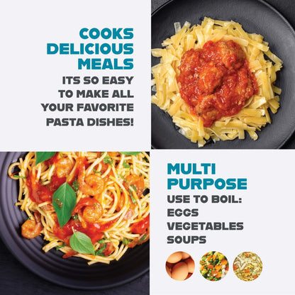 Gotham Steel 5 Qt Nonstick Pasta Pot with Strainer Lid & Twist and Lock Handles, Multipurpose Stock Pot, Dishwasher Safe, Aqua Blue