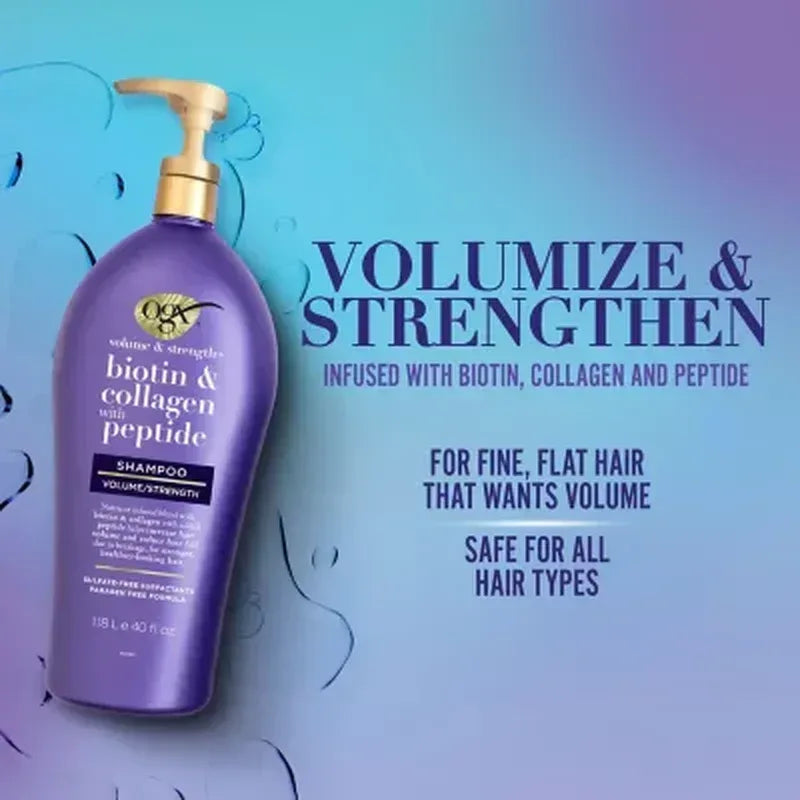 OGX Volume & Strength + Biotin & Collagen with Peptide Shampoo (40 Fl. Oz.)
