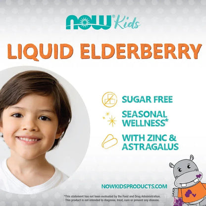 NOW Foods, Elderberry Liquid for Kids, 8 fl oz (237 ml)
