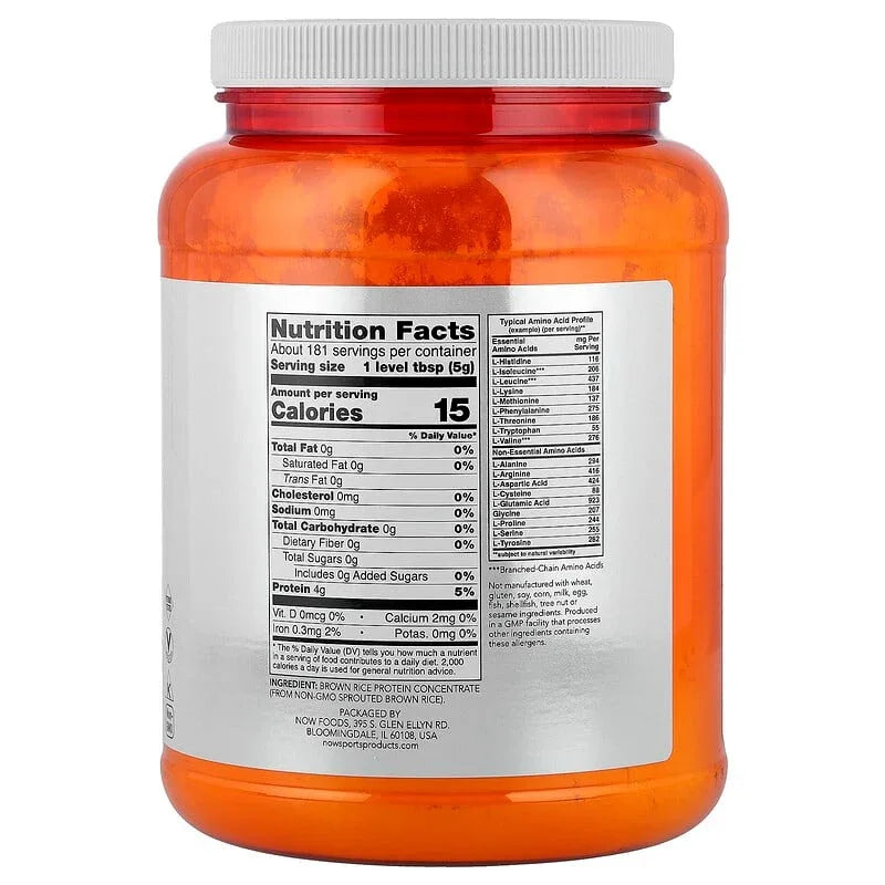 NOW Foods, Sports, Sprouted Brown Rice Protein Powder, Unflavored, 2 lbs (907 g)