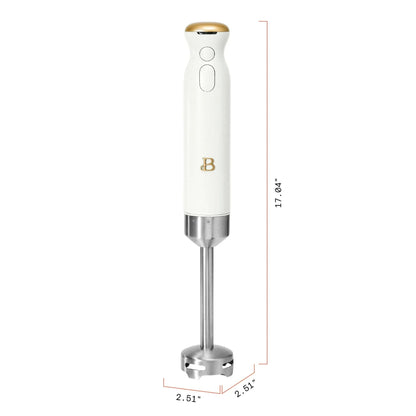 Beautiful Cordless Immersion Blender with Chopper, Whisk & Measuring Cup, White Icing by Drew Barrymore
