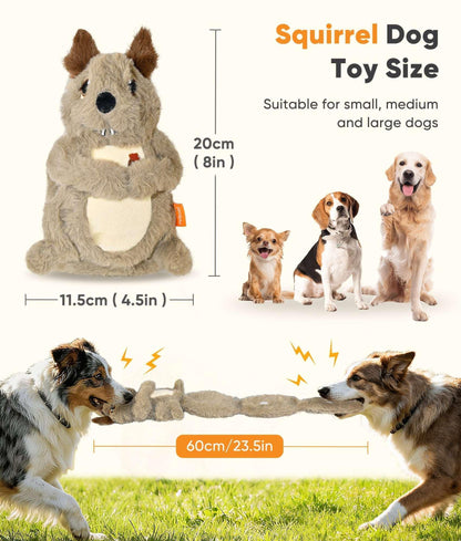 Petbobi Interactive Plush Squirrel Dog Toy with Treat Dispenser, Grey