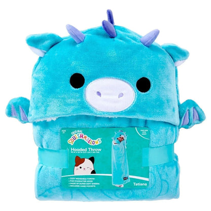 New Kids Squishmallows Hooded Throw Blanket Tatiana the Dragon Blue
