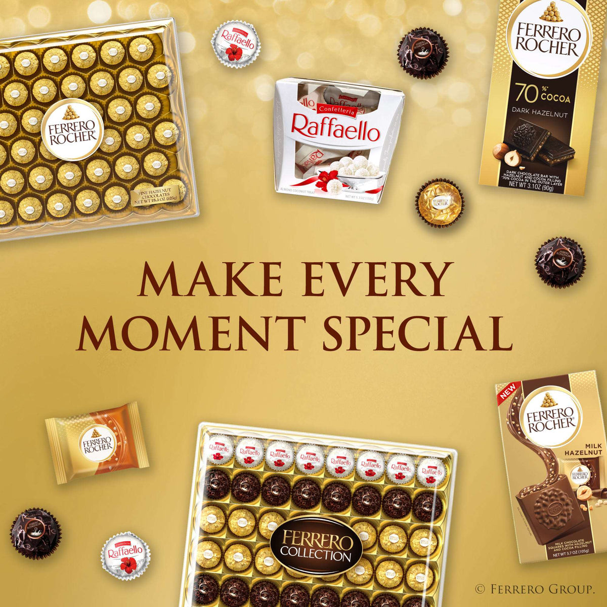 Ferrero Rocher Gourmet Hazelnut Milk Chocolate Gift Box, 12 Individually Wrapped Chocolates, 5.3 oz