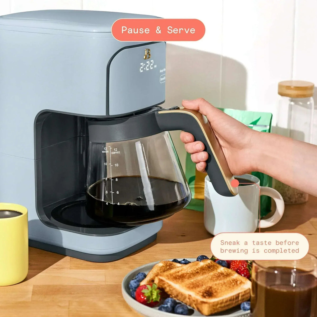 Beautiful 12 Cup Programmable Coffee Maker, White Icing by Drew Barrymore