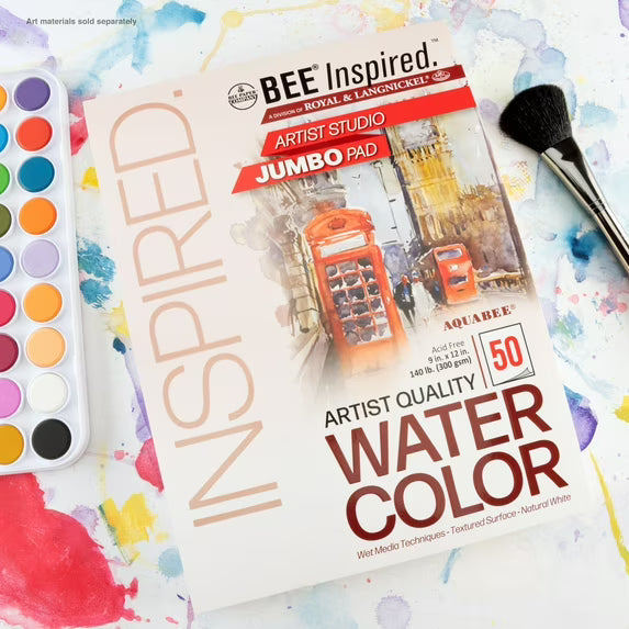 Bee Paper - Bee Inspired 9"x12" Studio Watercolor Paper Pad, 50 Sheets, Top Tape, 140lb. 300GSM