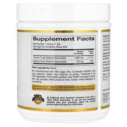 California Gold Nutrition, Buffered Gold C™, Non-Acidic Vitamin C Powder, Sodium Ascorbate