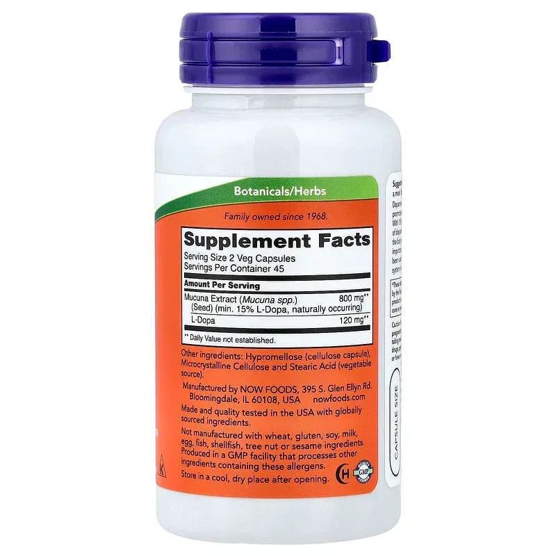 NOW Foods, Dopa Mucuna, Veg Capsules