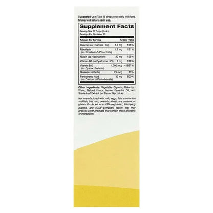 Super Nutrition, B Complex Full Spectrum with Vitamin B12, Pantothenic Acid, Biotin, and Niacin, Raspberry Lemon, 2 fl oz (59 ml)