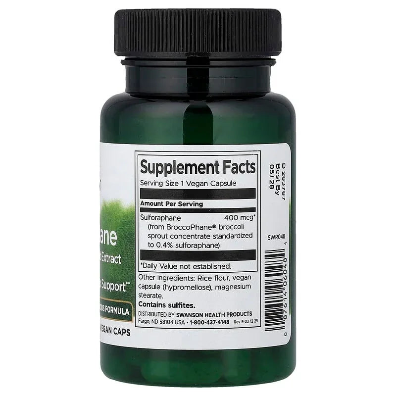 Swanson, Sulforaphane from Broccoli Sprout Extract, 400 mcg, 60 Vegan Caps