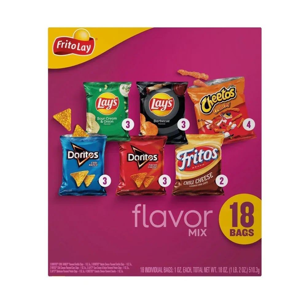 Flavor Mix Variety Pack Snack Chips, 1Oz Bags, 18 Count Multipack