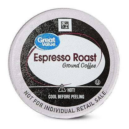 Great Value Espresso, Dark Roast Coffee Pods, 12 Count