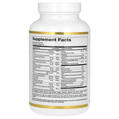 California Gold Nutrition, Multivitamin and Mineral with Methyl B12, Vitamin C, L-MethylFolate and Bio-Quercetin, Two-A-Day