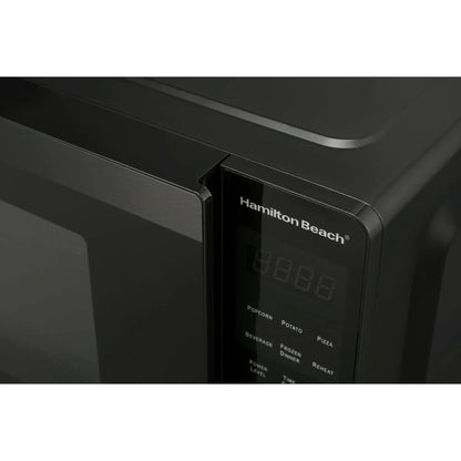 Hamilton Beach 0.9 Cu ft Countertop Microwave Oven, 900 Watts, Black Stainless Steel, New