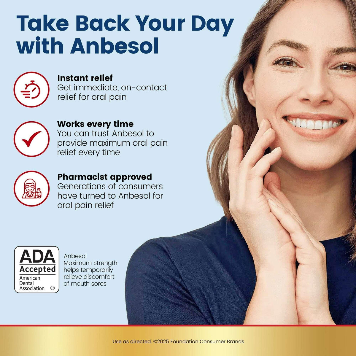 Anbesol Instant Oral Pain Relief Liquid with Benzocaine, Maximum Strength, 0.41 fl oz