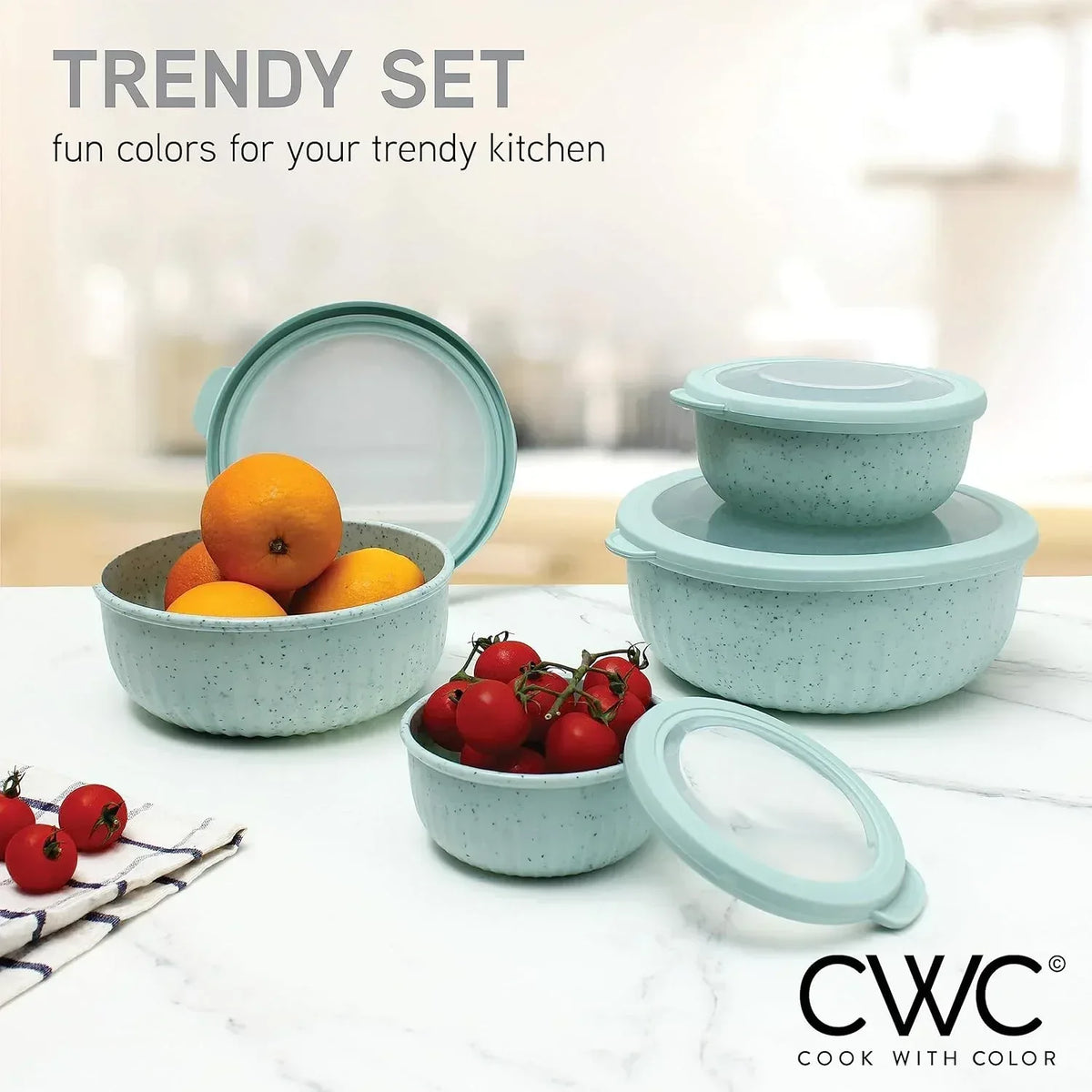 COOK WITH COLOR Meal Prep Containers Wide Mixing Bowls Food Storage Containers with Lid