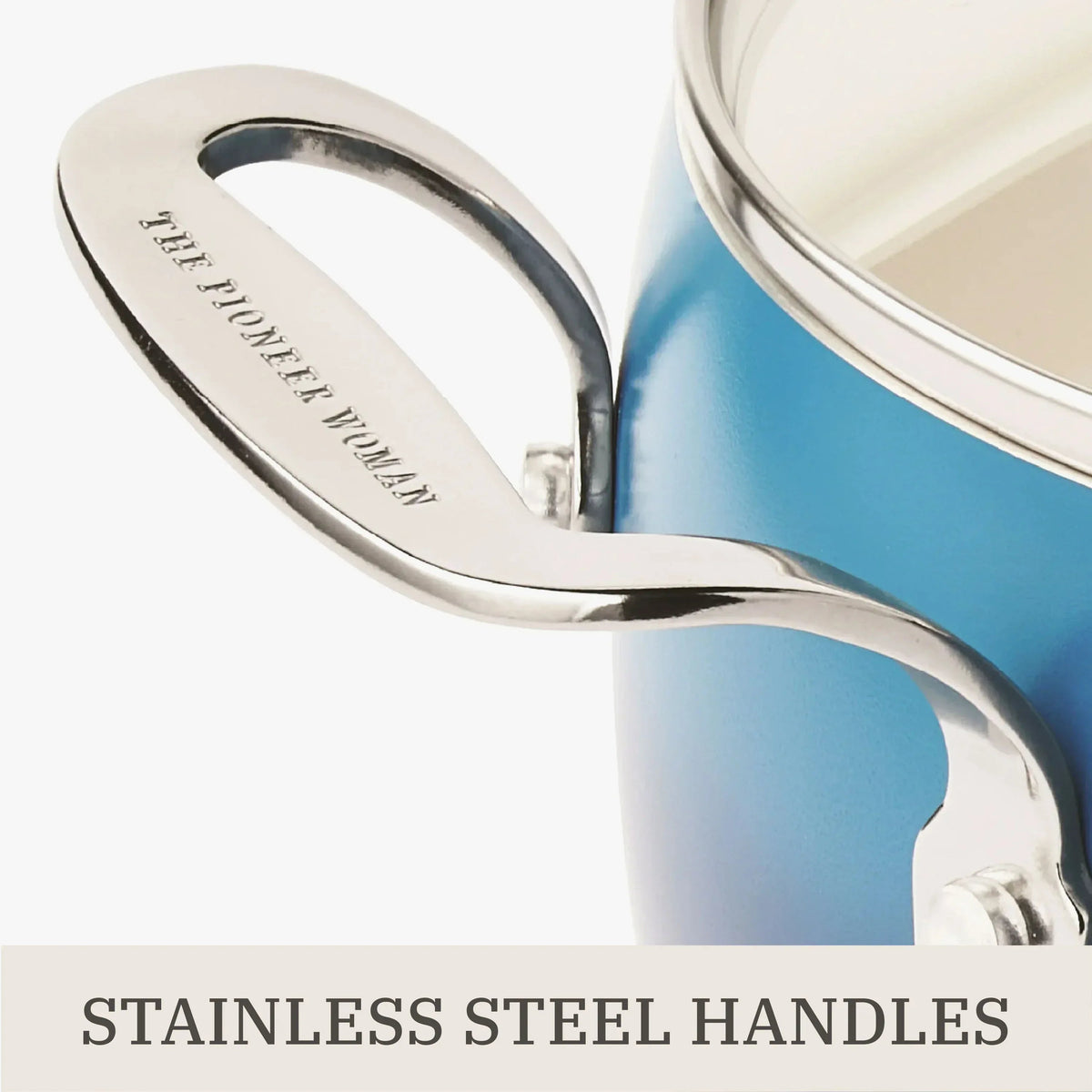 The Pioneer Woman Harlow 15-Piece Cookware Set, Ceramic Non-Stick Pots and Pans Set, Denim Blue