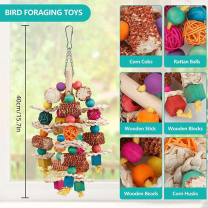ZeenArt Bird Parrot Toys, Natural Corn Cob Bird Chew Toys for African Grey, Cockatoos, Lovebird, Conure
