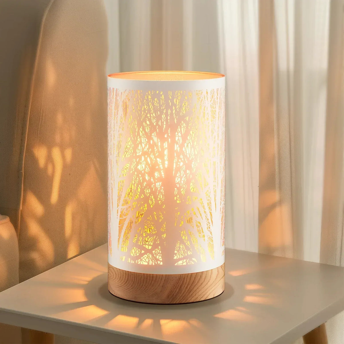 Table Lamps for Bedroom, 3-Way Dimmable Touch Control Bedside Lamp, Nightstand Lamp with Metal Branch Shade for Office, Living Room, Reading(E26 Light Bulb Included)