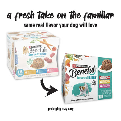 Purina Beneful Small Breed Wet Dog Food Variety Pack, IncrediBites With Real Beef, Chicken and Salmon