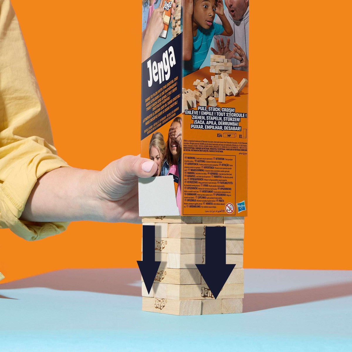 Official Hasbro Games Jenga Game with Digital Die, Wood Block Party Game, Family Games, Holiday Gifts for Kids, 6 and Up