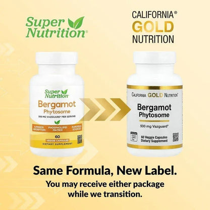 California Gold Nutrition, Bergamot Phytosome with Citrus Bergamot Extract, 500 mg, 60 Veggie Capsules