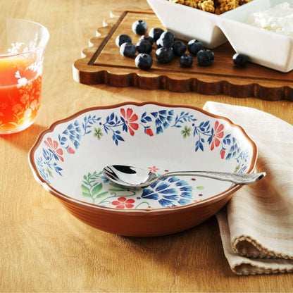 The Pioneer Woman Hattie 12-Piece Bamboo Melamine Dinnerware Set, Multicolor
