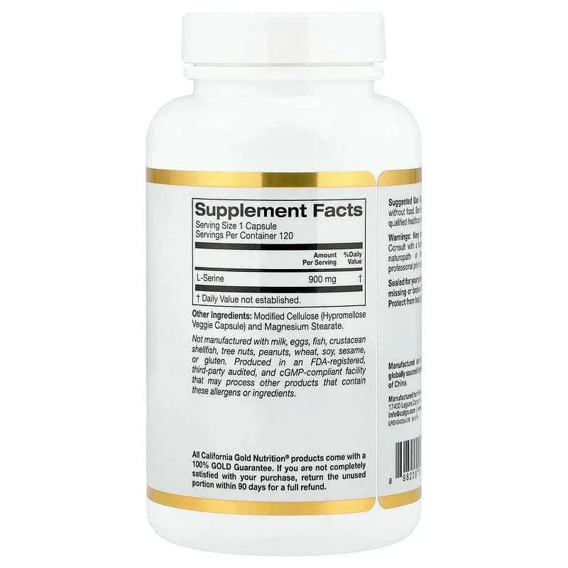 California Gold Nutrition, L-Serine, 900 mg, 120 Veggie Capsules