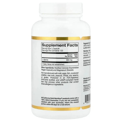 California Gold Nutrition, L-Serine, 900 mg, 120 Veggie Capsules