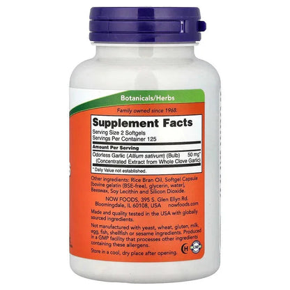 NOW Foods, Odorless Garlic, Concentrated Extract, Softgels (25 mg per Softgel)