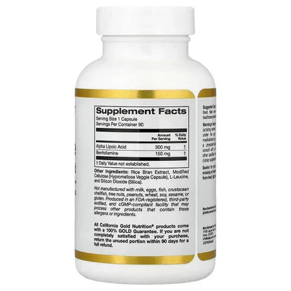 California Gold Nutrition, Benfotiamine + Alpha Lipoic Acid and L-Leucine, 90 Veggie Capsules