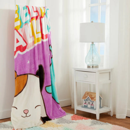 Squishmallows Kids Purple Print Fleece Bed Blanket, Twin/Full