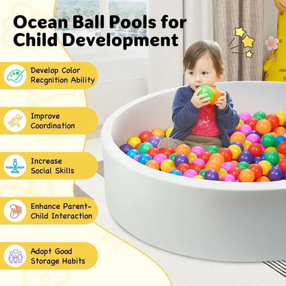 Hawsaiy Foam Ocean Ball Pit for Baby Infants and Toddlers Ages 1-3, Soft Round Play Area for Indoor/Outdoor Use, No Balls Included, Gray