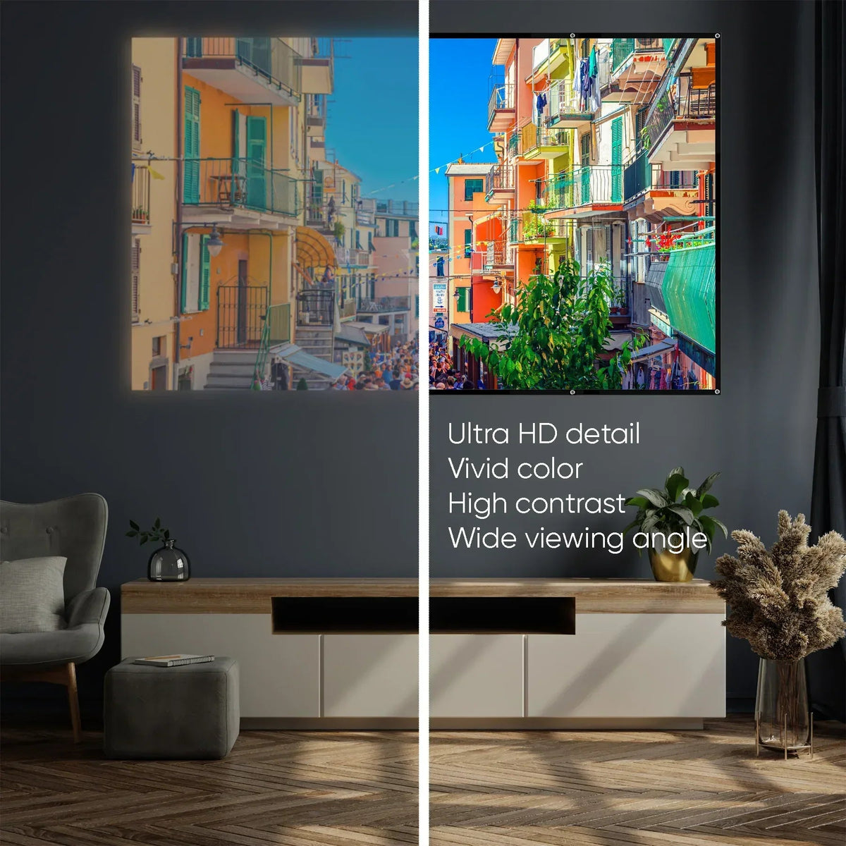 onn 120" Portable Indoor/Outdoor 16:9 Wall-Mounted Theater Projection Screen