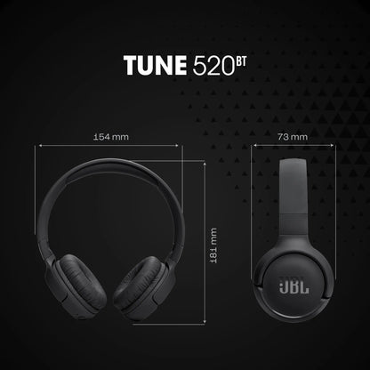 JBL Tune 520BT - Wireless on-ear headphones - Immerse in JBL Pure Bass sound wherever you go. - Black