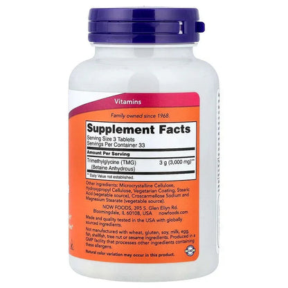 NOW Foods, TMG, 1,000 mg, 100 Tablets