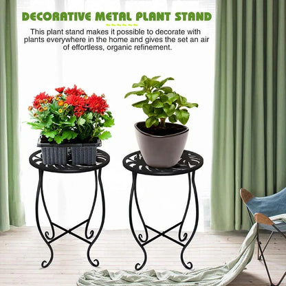 KABB 15'' Tall Plant Stand for Flower Pot Set of 1, Round Metal Plant Stand Indoor, Decorative Black Flower Pot Stand Plant Table