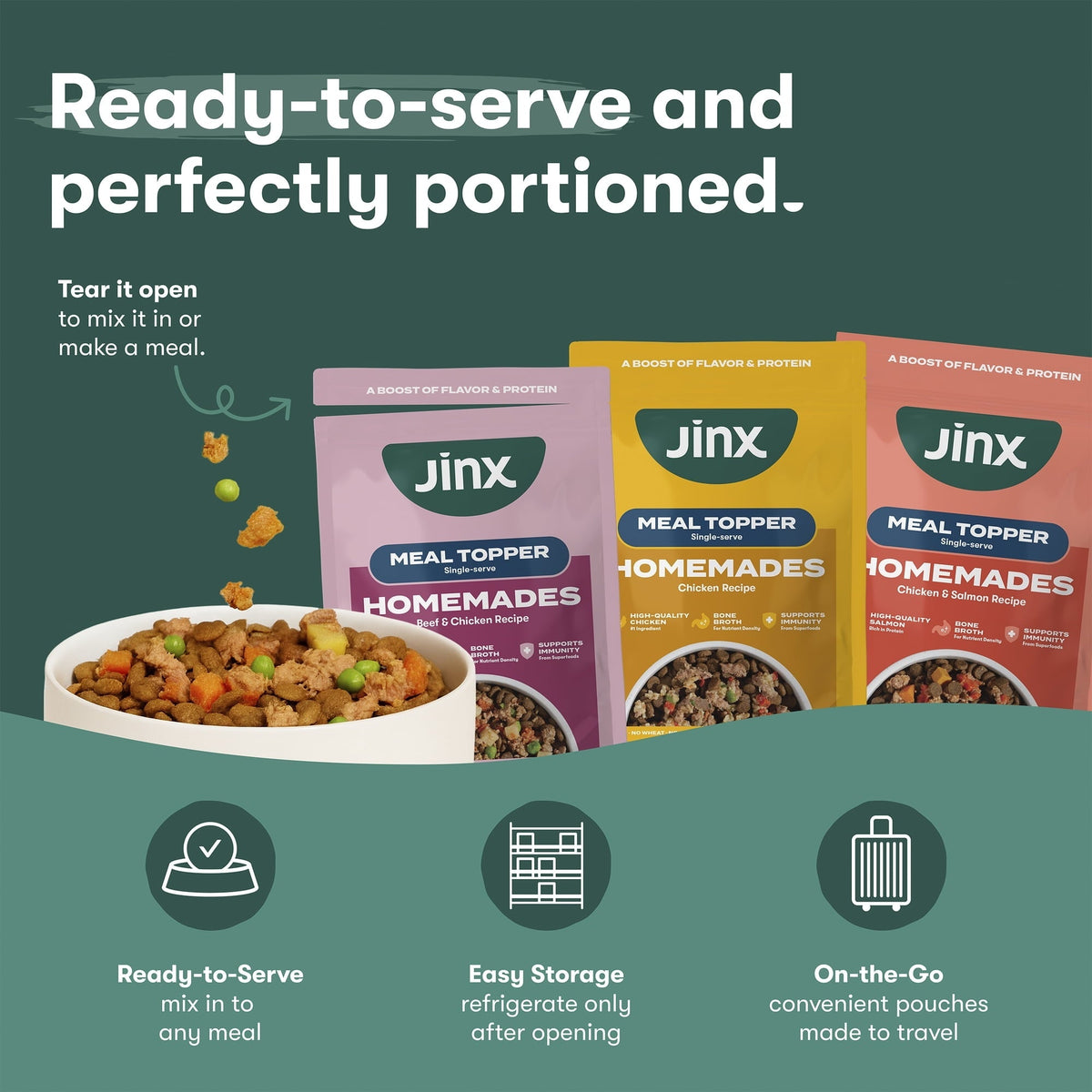 Jinx Homemades Single Serve Value Pack Wet Natural Dog Food, Grain-Free, 3oz Variety Pack 18ct