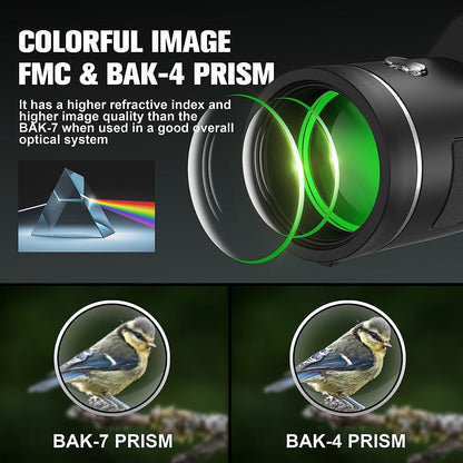 Scootworks 40x60 Monocular Binoculars for Adults, HD Binoculars with Low Light Night Vision, Clear FMC BAK4 Prism Lens, Binoculars for Hunting Birds Watching Traveling Stargazing Outdoor Sport