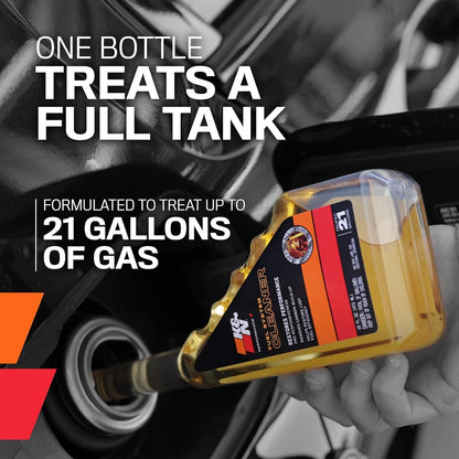 K&N Performance+ Fuel System Cleaner: Restores Performance and Acceleration, 16 Ounce Bottle Treats up to 21 Gallons, 99-2050 , Black
