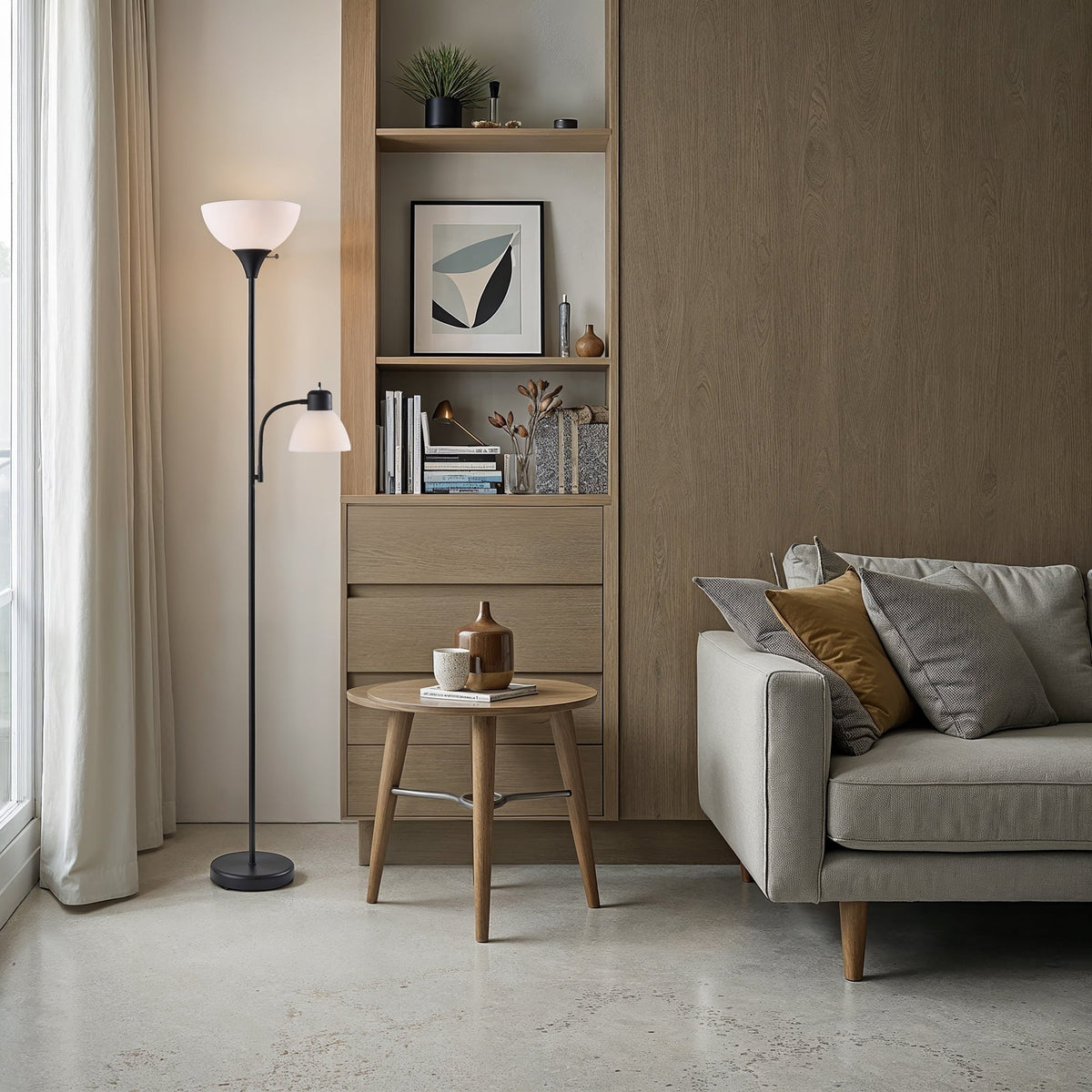 Mainstays 72" Black Combo Floor Lamp with Modern Reading Lamp