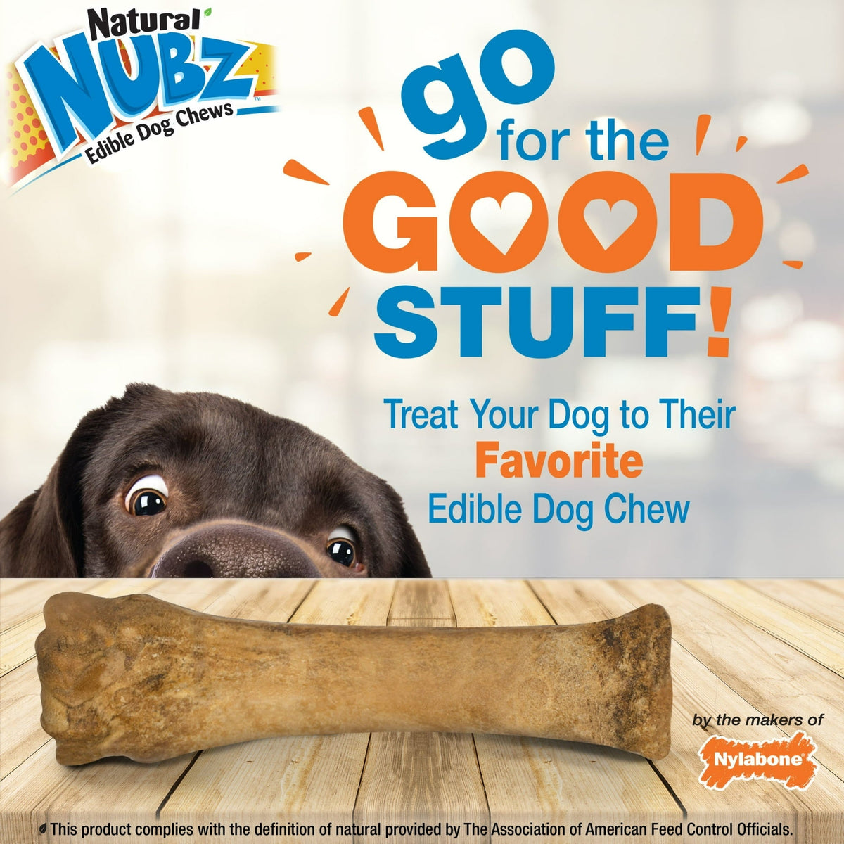 Nylabone Natural Nubz Edible Dog Dry Chew Treat, Chicken Flavor, Small