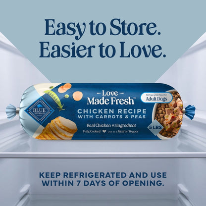 Blue Buffalo Love Made Fresh Dog Food, Refrigerated, Chicken Recipe, 5lb Roll
