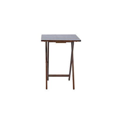 Mainstays Modern Indoor Folding Tray Table Set of 2, Walnut Finish, Solid Rubberwood, 19 x 14.5 x 26 Inches