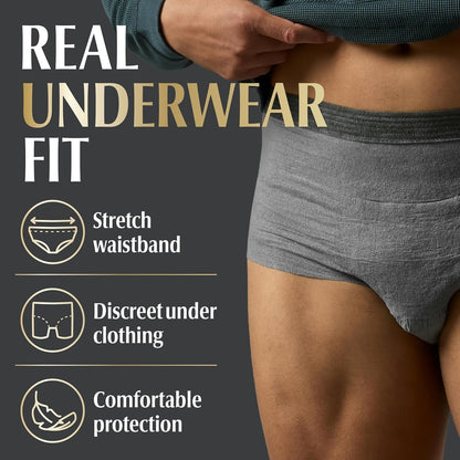Depend Real Fit Adult Diapers, Incontinence Underwear for Men, Disposable, Maximum Absorbency, Small/Medium, Black, 56 Count (2 Packs of 28), Packaging May Vary