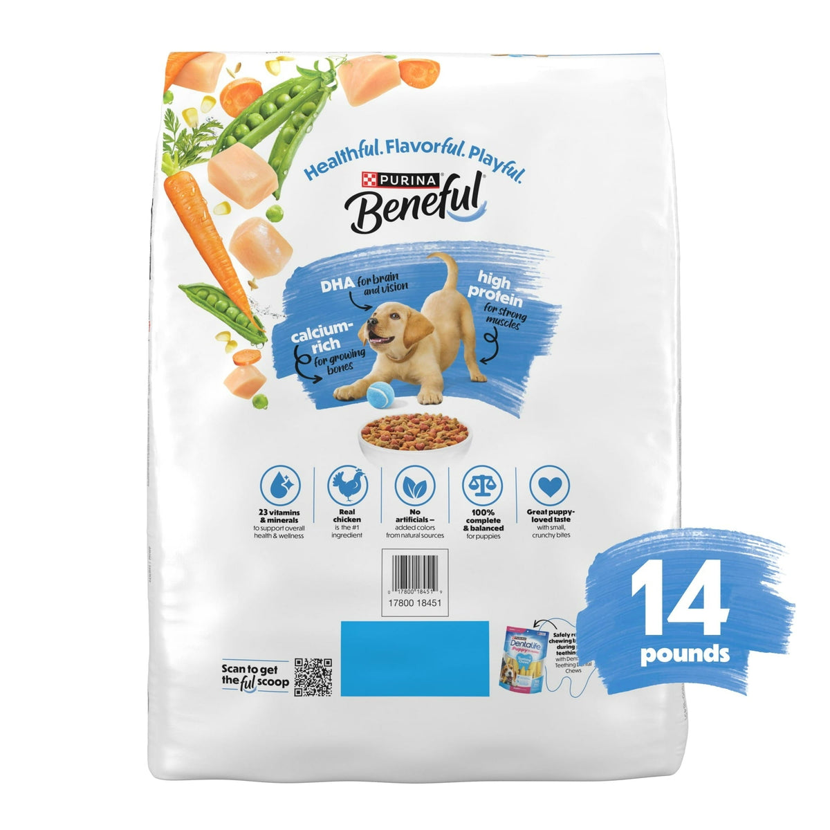 Purina Beneful Healthy Puppy with Farm-Raised Chicken, Natural High Protein Dry Puppy Food Formula with Added Vitamins, Minerals and Nutrients, 14 lb Bag