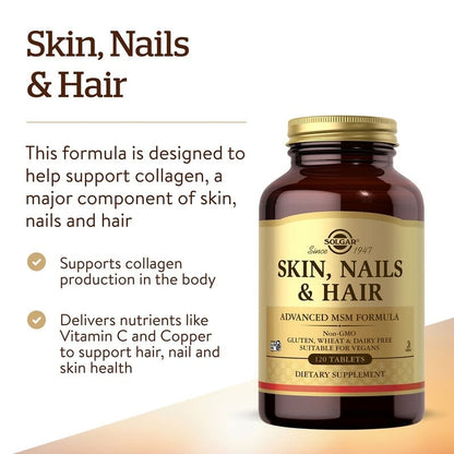 Halal Solgar, Skin, Nails & Hair, Advanced MSM Formula, Tablets