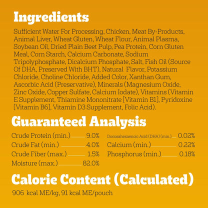 Pedigree Puppy Food Morsels in Sauce, Wet Dog Food, Chicken Flavor, 3.5 oz. Pouches, 16 Count