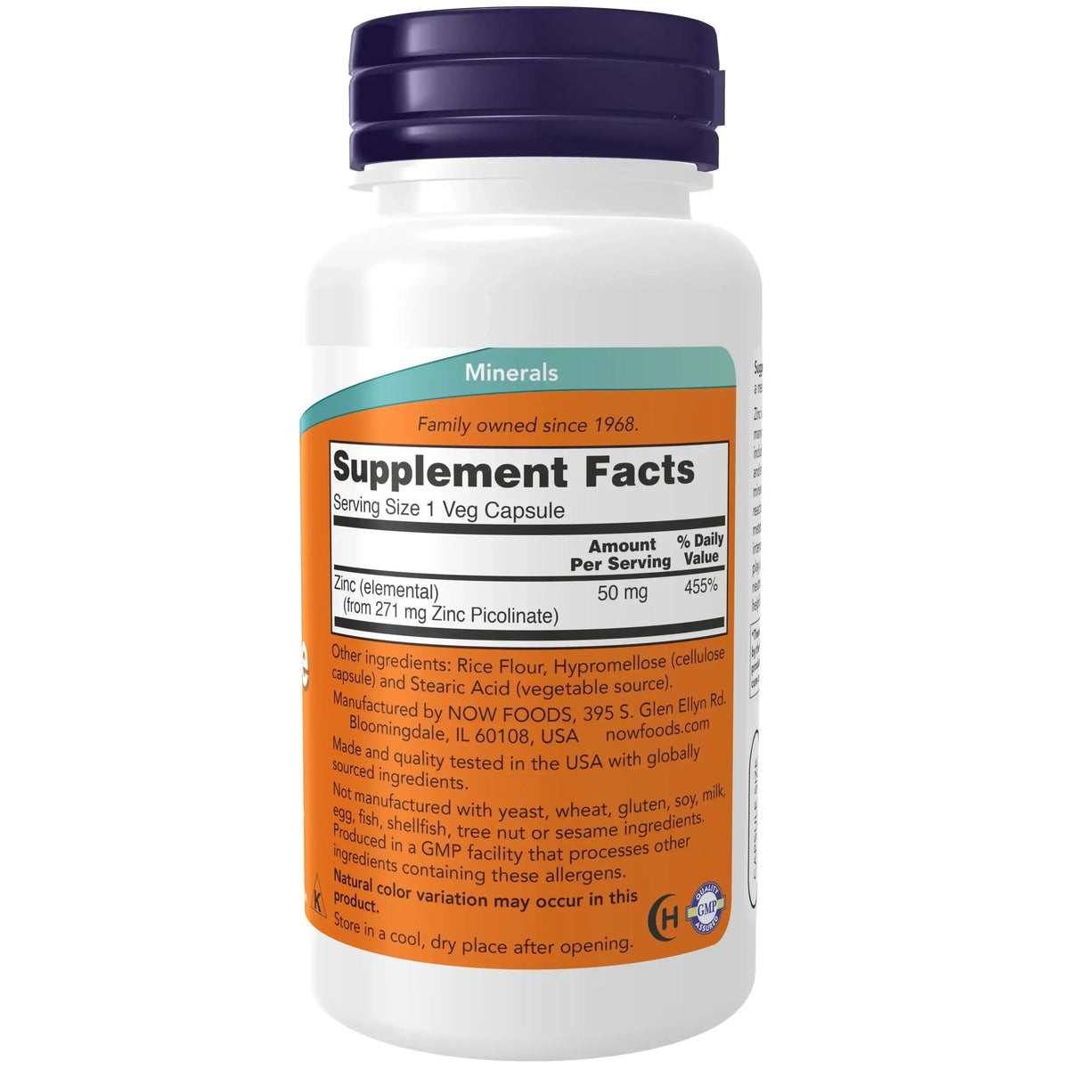 NOW Foods, Zinc Picolinate, 50 mg, 120 Veg Capsules